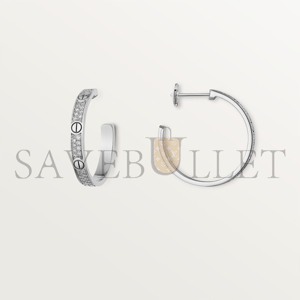 CARTIER LOVE HOOP EARRINGS, MEDIUM MODEL, PAVED N8515193